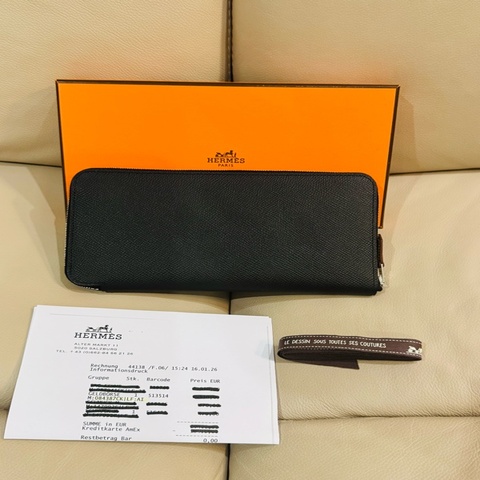 Hermes 愛馬仕 經典絲巾長夾/黑色款/自由之城/K刻/全新全配