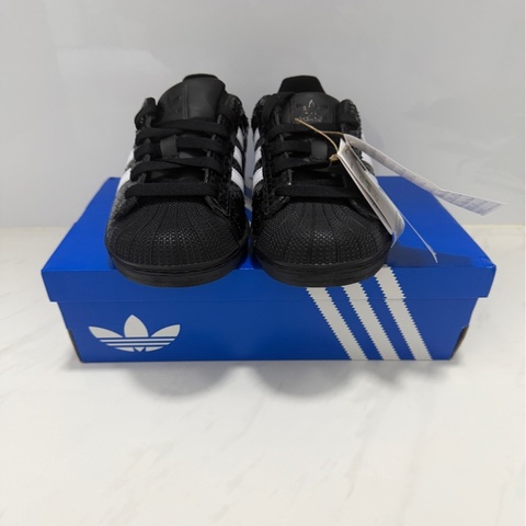 adidas Originals Superstar Il 波鞋球鞋croc print trainers in metallic black 36/37