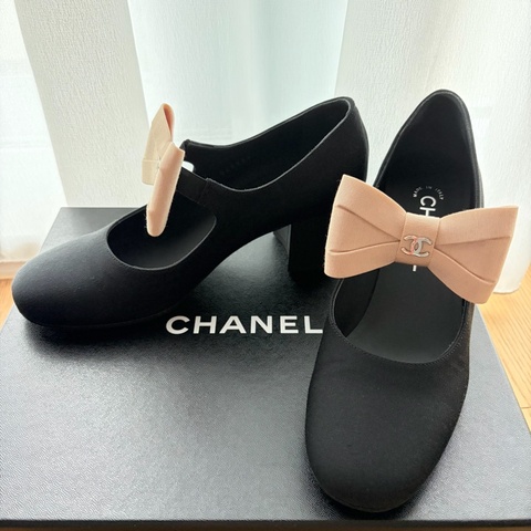 CHANEL Mary Janes 24C 黑粉 瑪麗珍跟鞋 37號