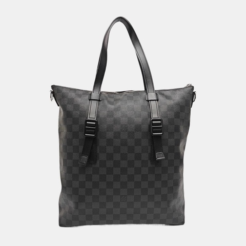 LOUIS VUITTON SKYLINE 灰色涂层帆布棋盘格手提包单肩包 黑色五金