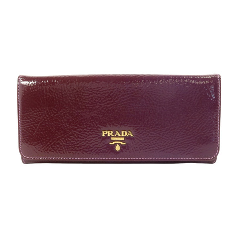 PRADA 漆皮皮革Long Wallet金扣長錢包