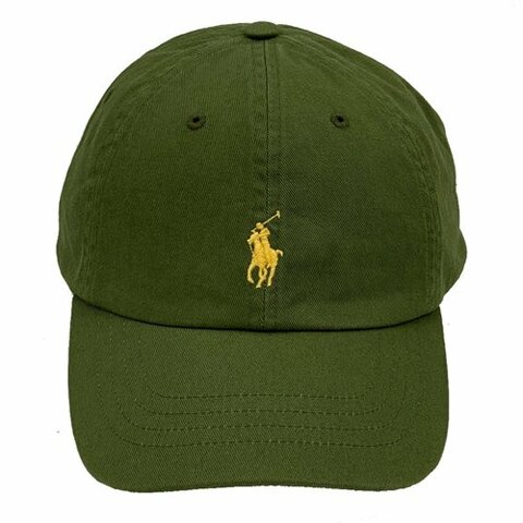 [全新] RALPH LAUREN POLO刺繡小馬LOGO鴨舌/棒球帽(橄欖綠/米黃)