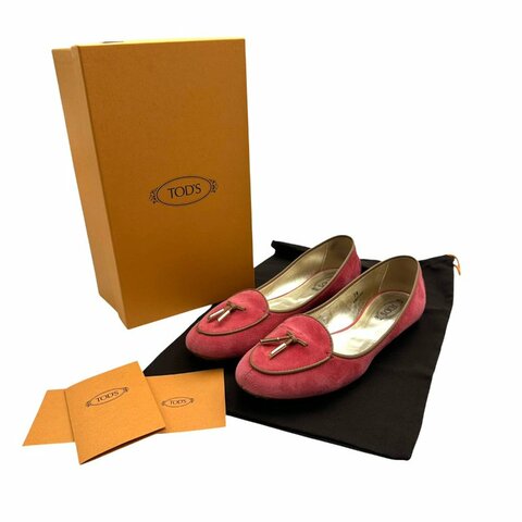 【美收精品】 Tod's 珊瑚粉色麂皮平底芭蕾舞鞋  C-947【隔月月中將轉賣至日本 上架期限30天】