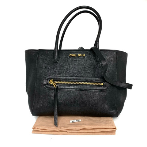 ☆ MIU MIU 繆繆 Black Calfskin 2 way bag 黑色小牛皮兩用袋-267016233