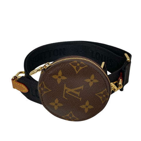 ☆ LOUIS VUITTON 路易·威登 Black Canvas And Coated Canvas Bandoulière With Brown Monogram Round Coin case Shoulder Strap 黑色帆布和塗層帆布啡色經典老花圓形零錢包肩背帶 J02465-267017297