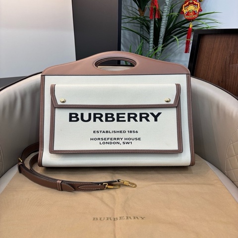 Burberry博柏利 Pocket bag 口袋包 托特包 肩帶可拆卸可調節 單肩斜挎手提包 中號 尺寸37*9.5*41
