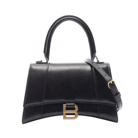 巴黎世家 (BALENCIAGA) 沙漏形小號單肩手提包 593546 黑色皮革 二手 女士