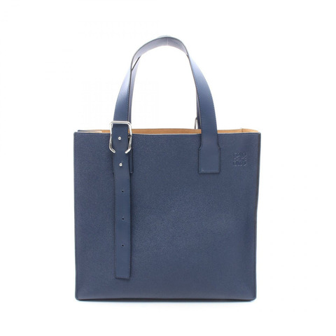 LOEWE 搭扣橫款 Anagram 肩挎手提包，皮革材質，海軍藍，二手男士款