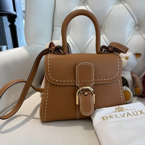 Delvaux Brillant 牛皮兩用包 焦糖色