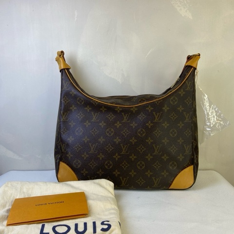 LV 路易威登 老花中古牛角包斜挎包 底長36*34