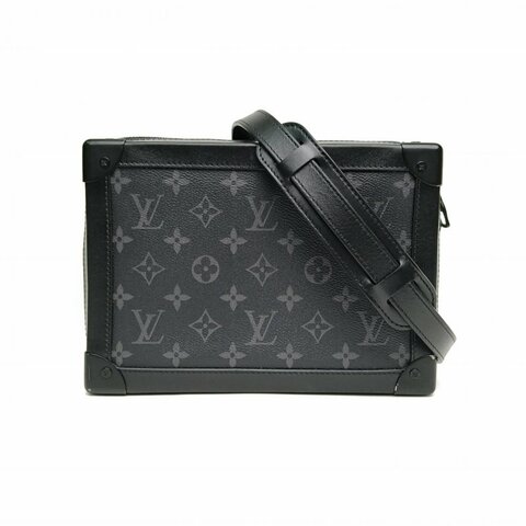LV SoftTrunk軟盒子包大號老花黑色PVC晶片肩背包