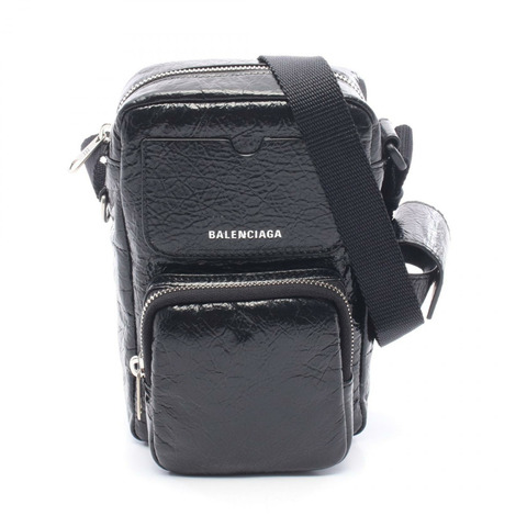 BALENCIAGA Superbusy 直式斜背包單肩包，黑色真皮，二手男款