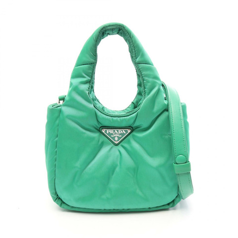 PRADA 1BA359 尼龍綠色女士絎縫肩背包（二手）logo
