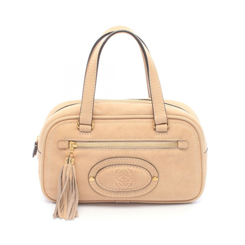 LOEWE Madrid Anagram 流蘇手提包，米色皮革，二手女款