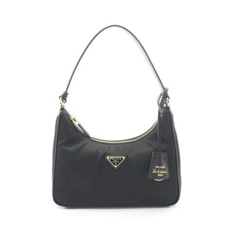 PRADA 2005 復刻版 Re-Nylon 手提包，尼龍 Saffiano 皮革，黑色，全新女士款
