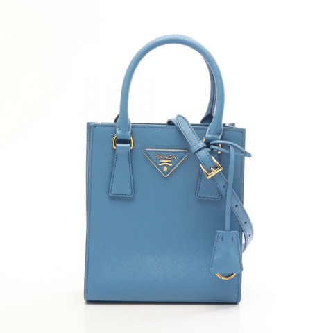 PRADA SAFFIANO LUX 單肩斜背包 1BA358 Saffiano 皮革 藍色 二手