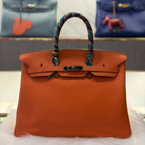 HERMES Birkin 35銀釦 橘色 方框R