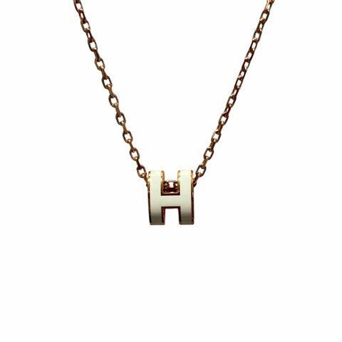 HERMES 愛馬仕 MINI POP H項鍊 玫瑰金色 白色