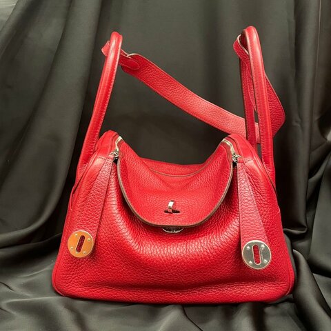 愛馬仕 Hermès Lindy 26 Q5中國紅 TC皮 銀扣 T刻