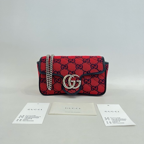 98新❤️Gucci/古馳馬蒙mini帆布黑拼紅單肩斜挎包。