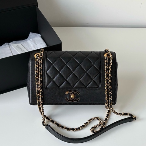 Chanel 香奈兒 雙C琺瑯CF 小號單肩包斜挎包 底長25cm