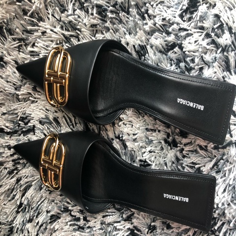 Balenciaga Knife BB Mule Nappa Soft Noir black low heels