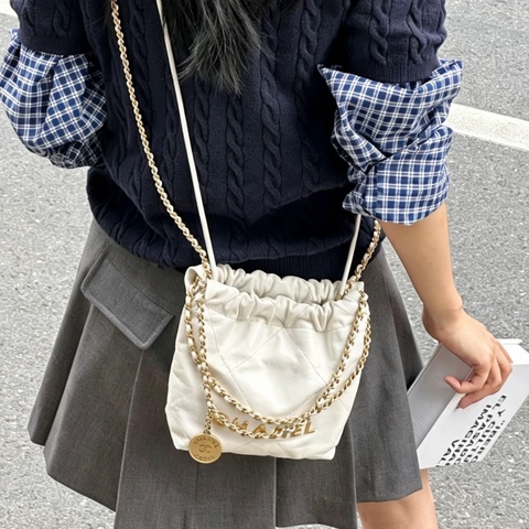 CHANEL香奈兒白金22bag mini 芯片款全新全配🈶購證