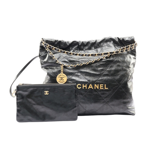 CHANEL 香奈兒 22 SMALL 肩背包 黑色 菱格紋 牛皮 AS3260
