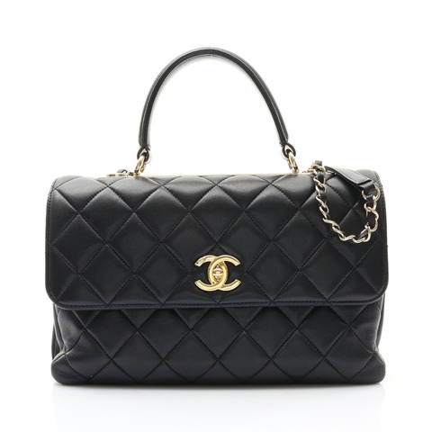 CHANEL 香奈兒 Trendy 鍊帶兩用包 黑色 羊皮 金扣 A92237