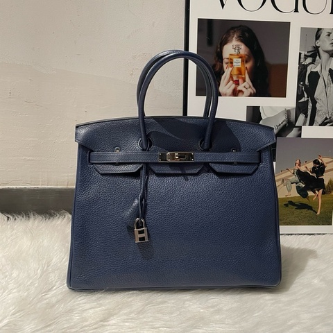 【震撼撿漏價💰全網最低價💫】Hermes/愛馬仕 Birkin35 寶石藍 銀扣