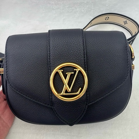 LV 路易威登Louis Vuitton Pont 9 soft 斜挎包 黑色顆粒面小牛皮 芯片款