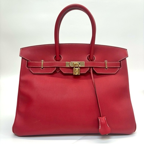 【震撼撿漏價💰全網最低價💫】Hermes/愛馬仕 Birkin35 Q5红色內拼7Q愛琴海藍 銀扣
