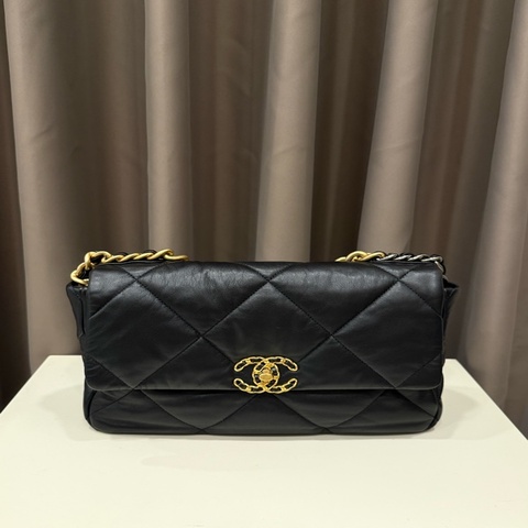 （甜價美包）Chanel香奈兒19bag 黑金大號