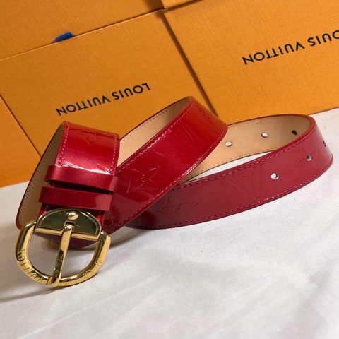 ‼️驚喜入手 即將下架 LV Louis Vuitton 路易威登 喜氣紅 漆皮老花 皮帶 80/32總長95cm