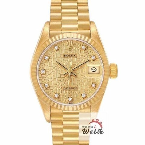 【大眾金時代】ROLEX 勞力士69178 Datejust 18K金 蠔式女錶 太陽圈 金色十鑽紀念面盤 錶徑26mm 自動上鍊 18K金材質 大眾金時代G402