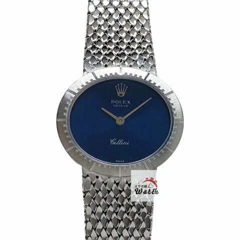 【大眾金時代】ROLEX 勞力士4081 Cellini 徹里尼 老勞女錶 18K金 藍色面盤 代用K金帶扣 錶徑25mm 手動上鍊 18K金材質 大眾金時代B1534