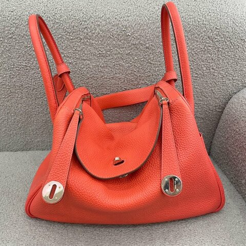 愛馬仕 Hermès Lindy 30 橙色 TC皮 銀扣 R刻