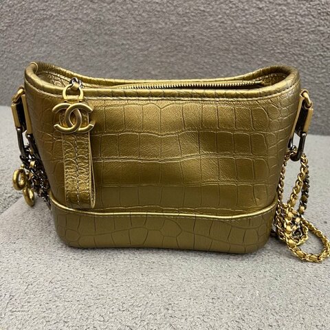 香奈兒 Chanel 小號流浪包 鱷魚壓紋 牛皮 金銀五金