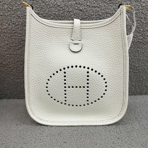 愛馬仕 Hermès Mini Evelyne 白色 TC皮 金扣 全新 B刻