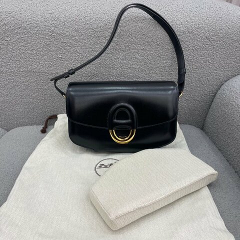 愛馬仕 Hermès Cherche Midi 中號 黑色 Box皮 金扣 A刻 99新