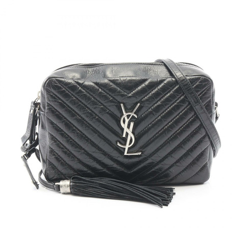 SAINT LAURENT PARIS LOU Monogram 相機包 單肩包 468537 皮革 黑色 二手 女士