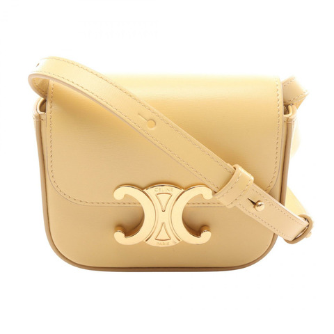 CELINE mini Claude 單肩包 10l513DPV 皮革 黃色 二手 女士