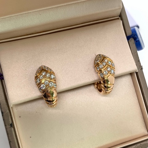 Bvlgari寶格麗serpenti蛇頭滿鑽耳釘 鑲鑽 蛇型耳飾