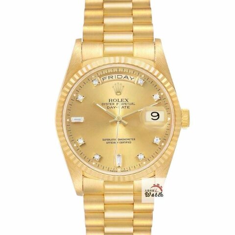 【大眾金時代】ROLEX勞力士18038 Day-Date 蠔式18K金 金色6.9T鑽面 錶徑36mm 大眾金時代G409