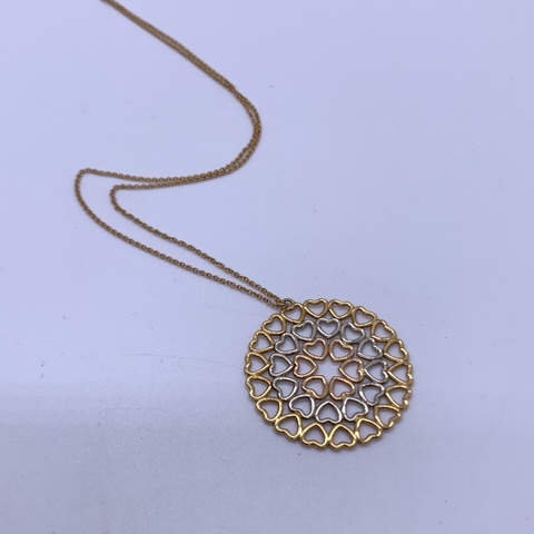 Tiffany 三色金 畢加索 愛心圓餅項鍊