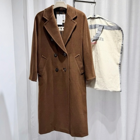 Max Mara麥絲瑪拉 大衣外套 M碼 101801經典Madame 雙排扣 綿羊毛山羊絨 焦糖色