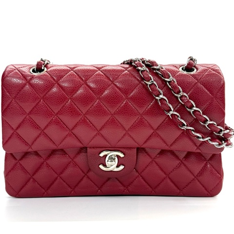 CHANEL 香奈兒 紅色牛皮CLASSIC FLAP 25CM MEDIUM 肩背包