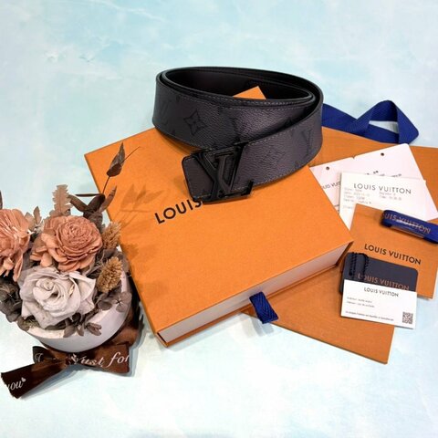 LV Initiales黑灰老花雙面皮帶