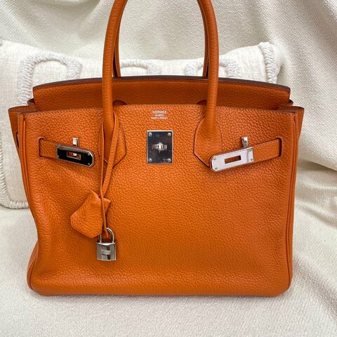 愛馬仕 Hermès Birkin 30 橙色 Togo皮 銀扣 框O
