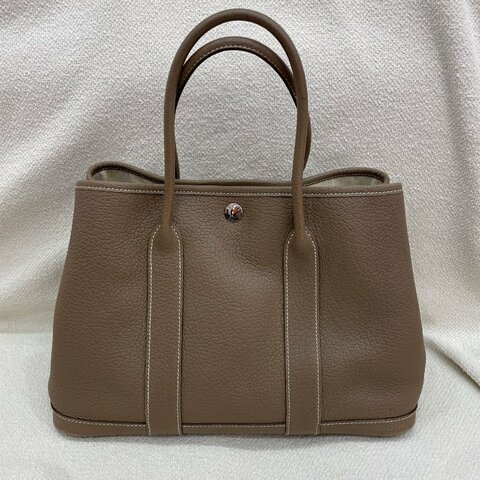愛馬仕 Hermès Garden Party 花園包 30 大象灰 TC皮 銀扣  框P
